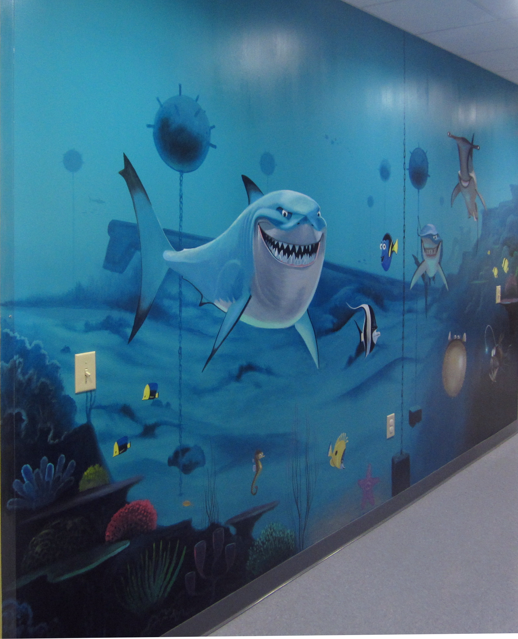 ocean mural for pediatrics office kids mural children's mural
