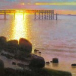 Southport pier sunrise painting by North Carolina artist Jeremy Sams