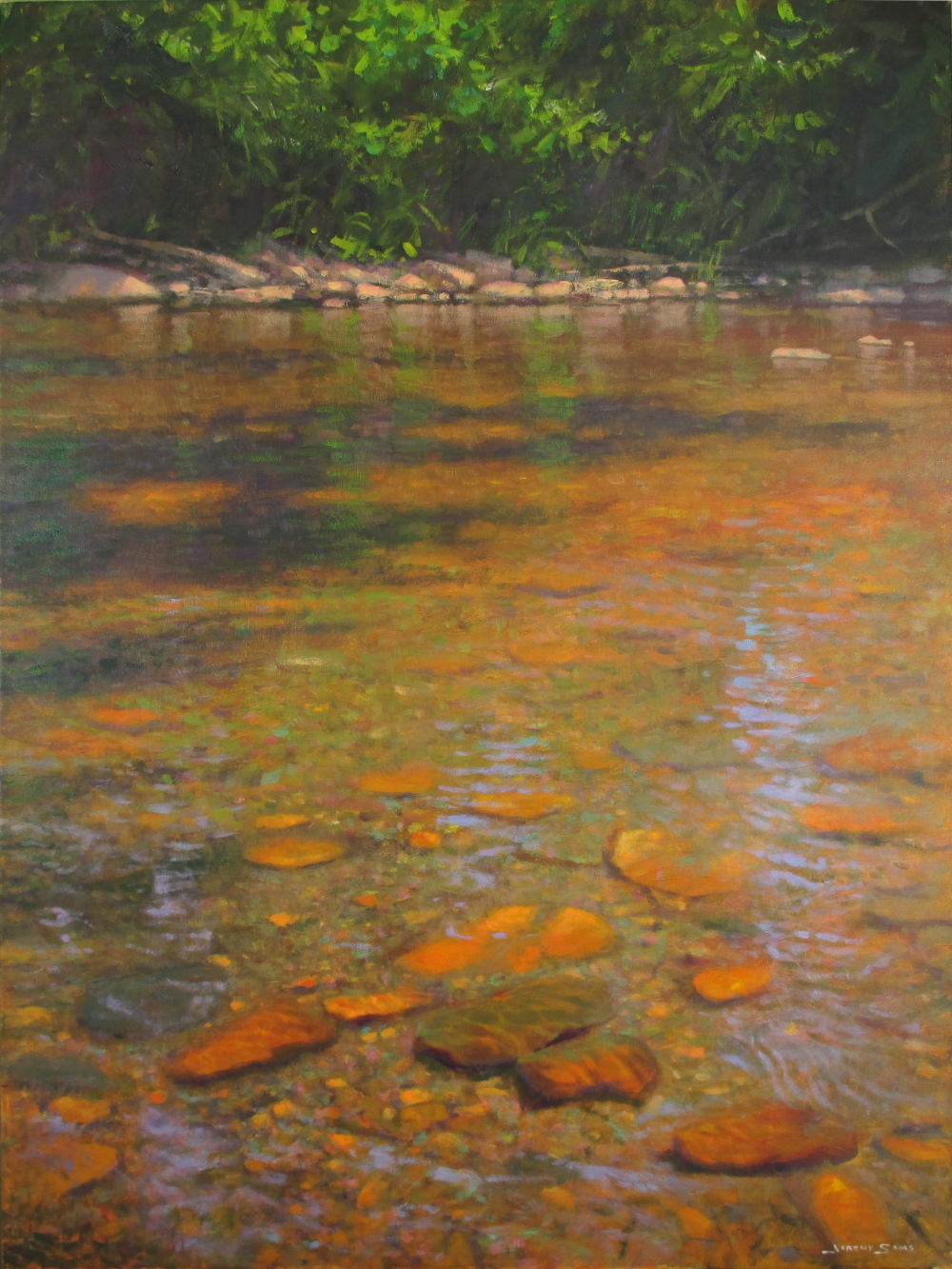 original acrylic painting of New River near west Jefferson, NC by North Carolina artist, Jeremy Sams