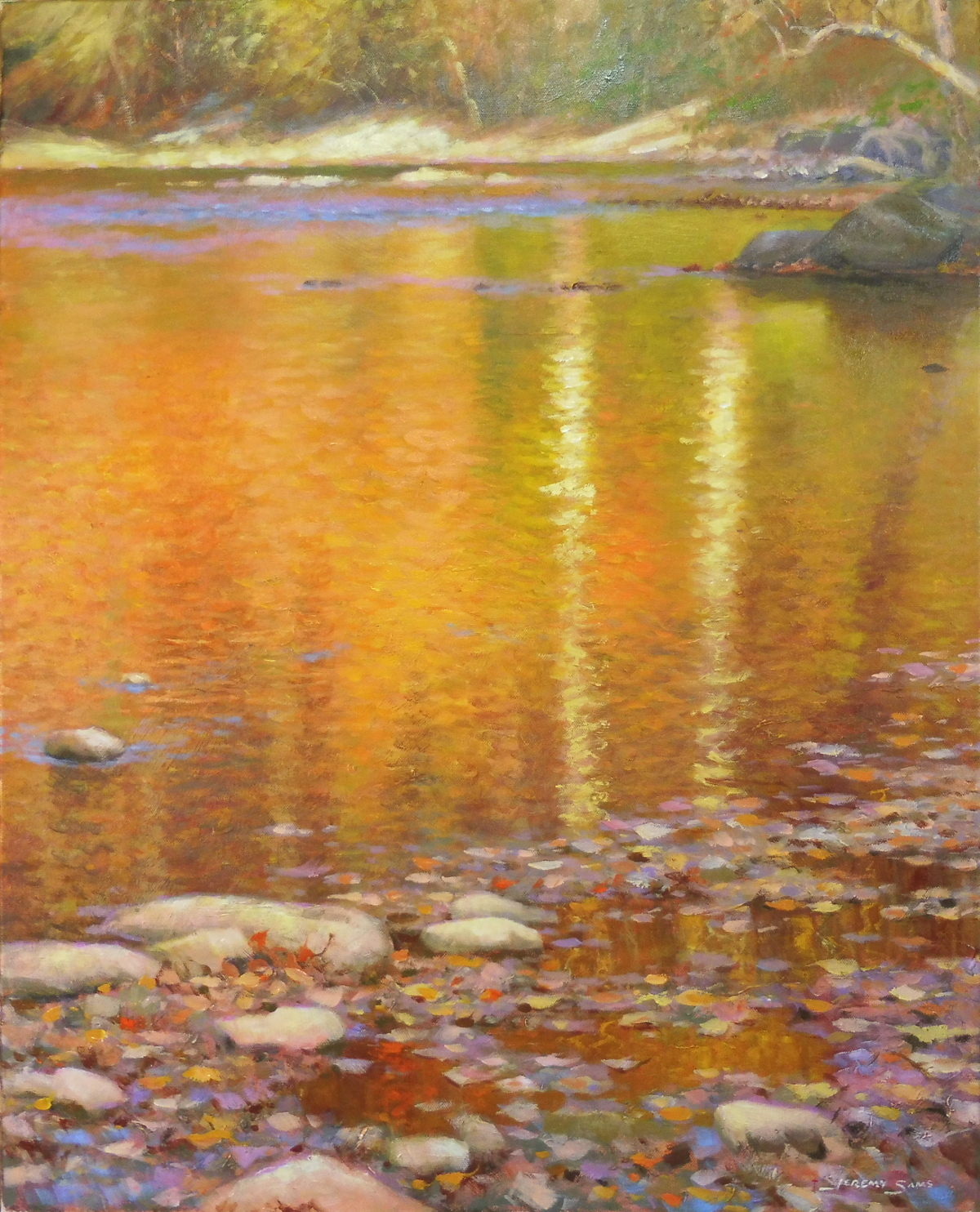 painting of the Oconaluftee River in Cherokee, North Carolina