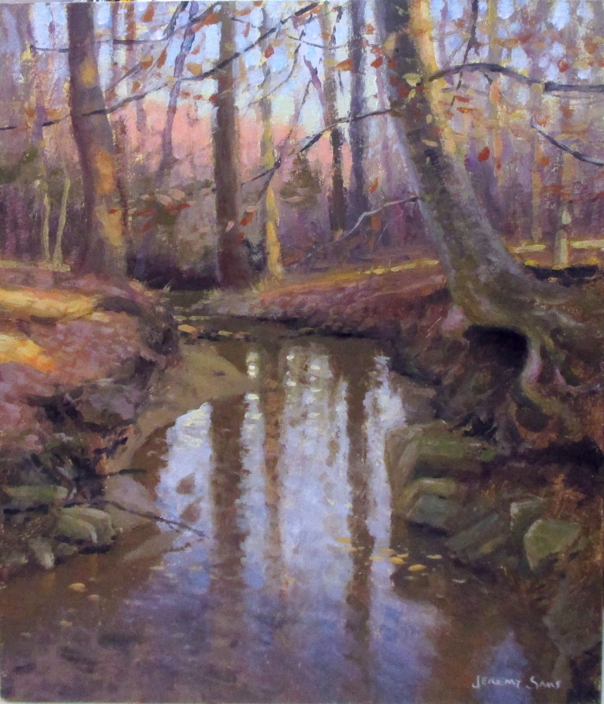 creek in winter plein air painting