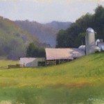 plein air painting of Cooper farm barns Ashe County NC by North Carolina artist Jeremy Sams