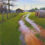 plein air painting of eastern north carolina farm after the rain